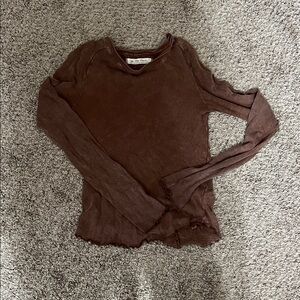 Free People Brown Long Sleeve Top